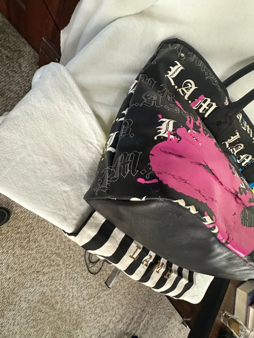 LAMB Gwen Stefani Graffiti Splatter Tote & Satchel Bundle - Picture 8 of 16